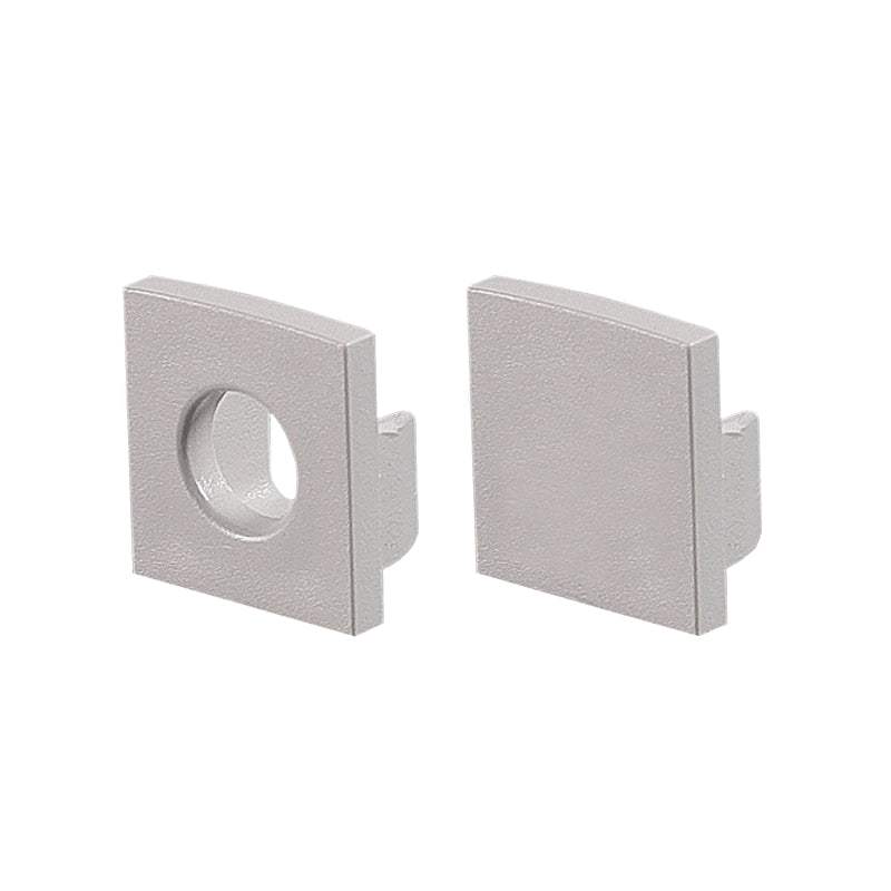SET OF GREY PLASTIC END CAPS FOR P121, P122, P123 1PC WITH HOLE & 1PC WITHOUT HOLE - ledmania.gr