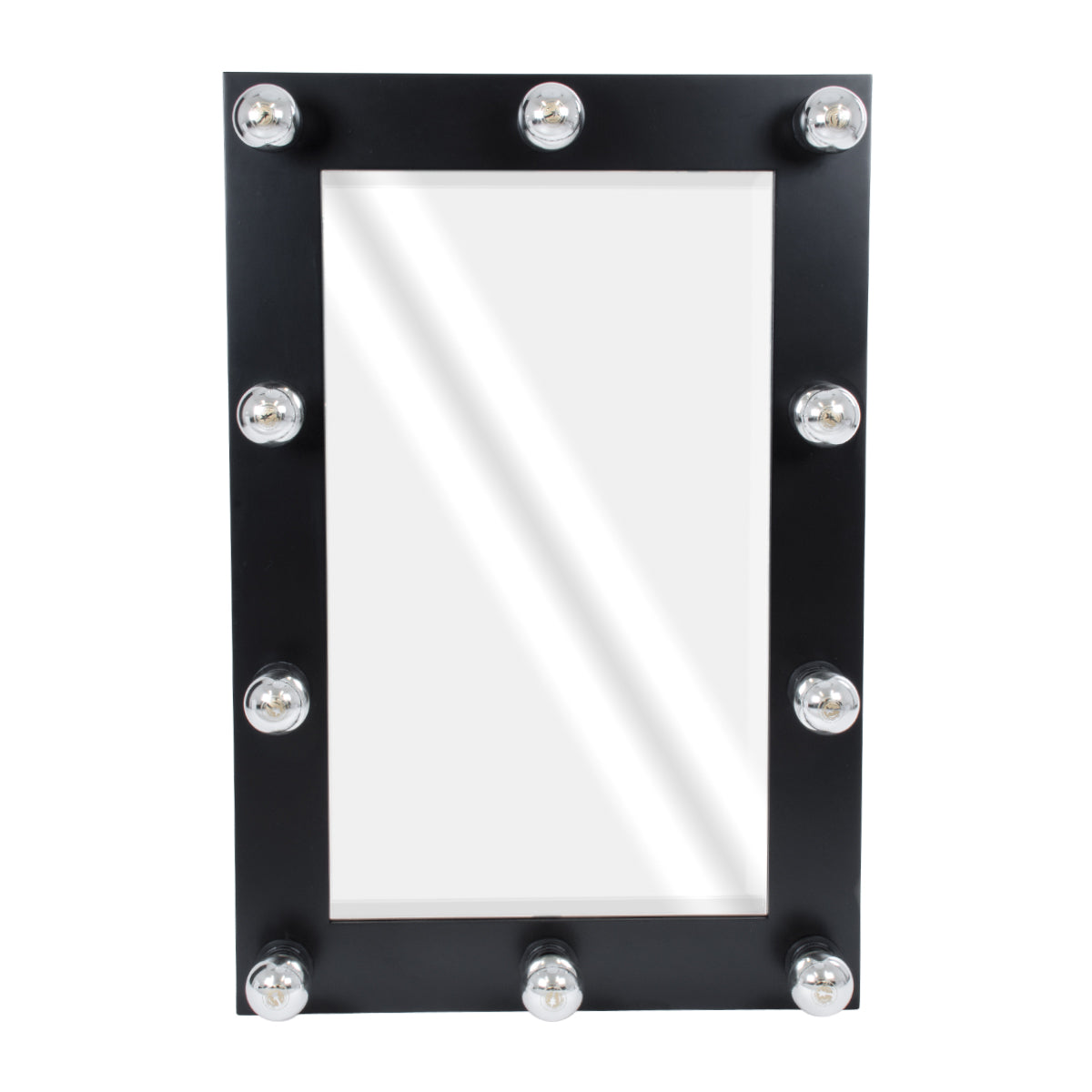 GloboStar® MAKEUP MIRROR-60x90-5 Μοντέρνος Καθρέπτης Μακιγιάζ με Πλαίσιο Φυσικού Ξύλου με Διακόπτη On/Off 10 x E27 AC220-240V - Μ60 x Π7 x Υ90cm - Μαύρος Έβενος - ledmania.gr