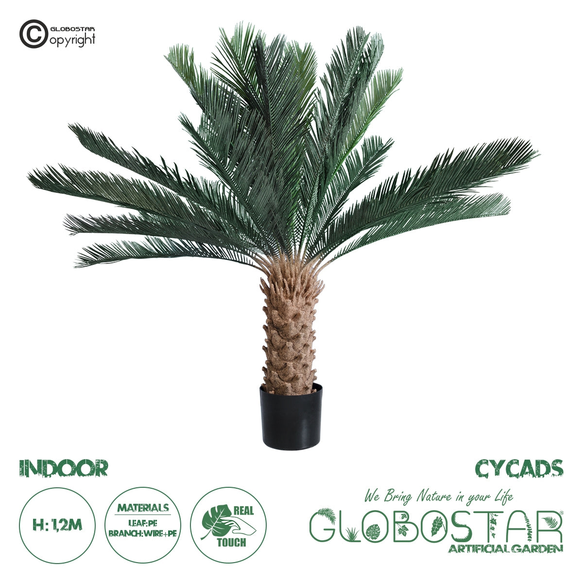 GloboStar® Artificial Garden CYCADS 20022 Τεχνητό Διακοσμητικό Φυτό Αρωματική Κύκας Υ120cm - ledmania.gr