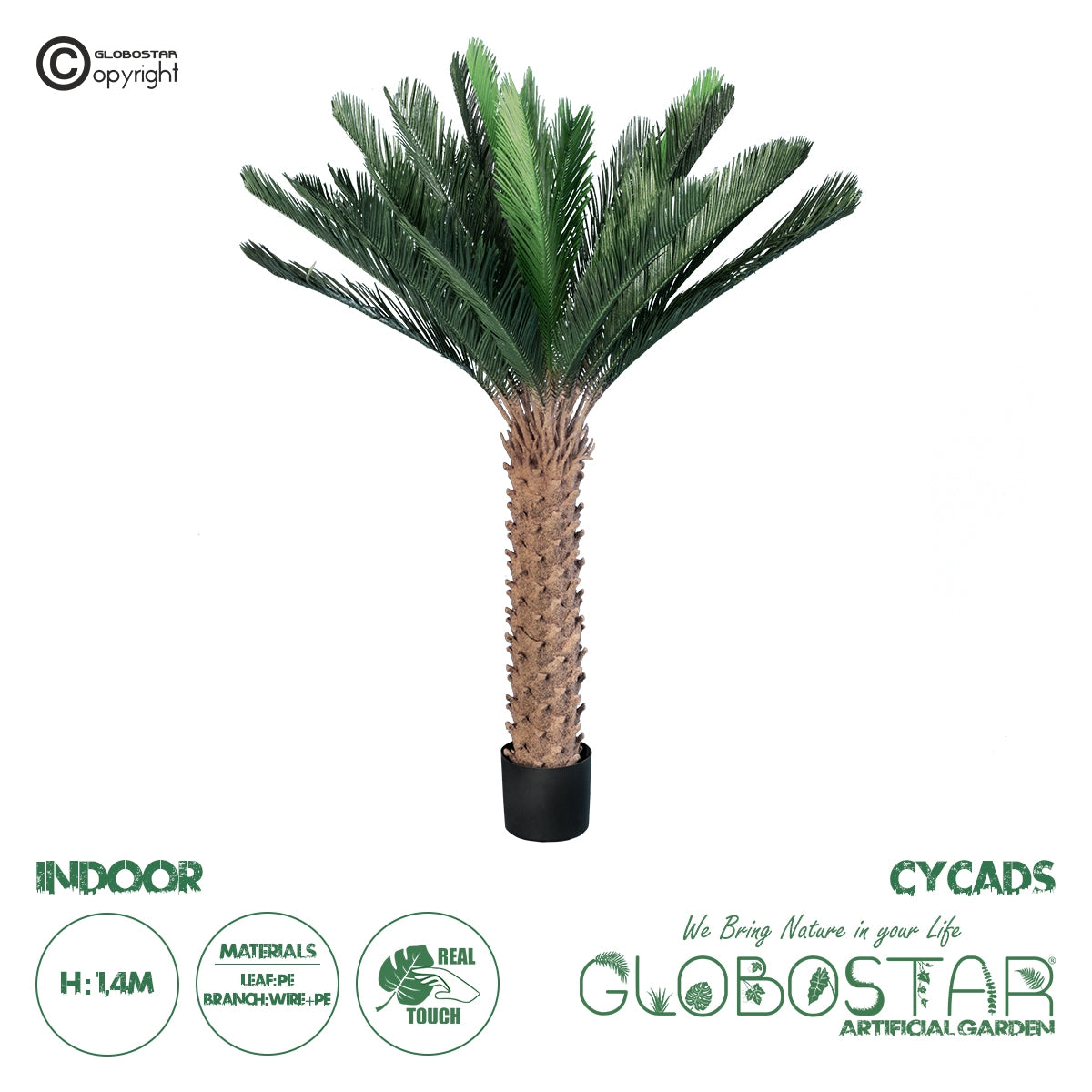 GloboStar® Artificial Garden CYCADS 20023 Τεχνητό Διακοσμητικό Φυτό Αρωματική Κύκας Υ140cm - ledmania.gr