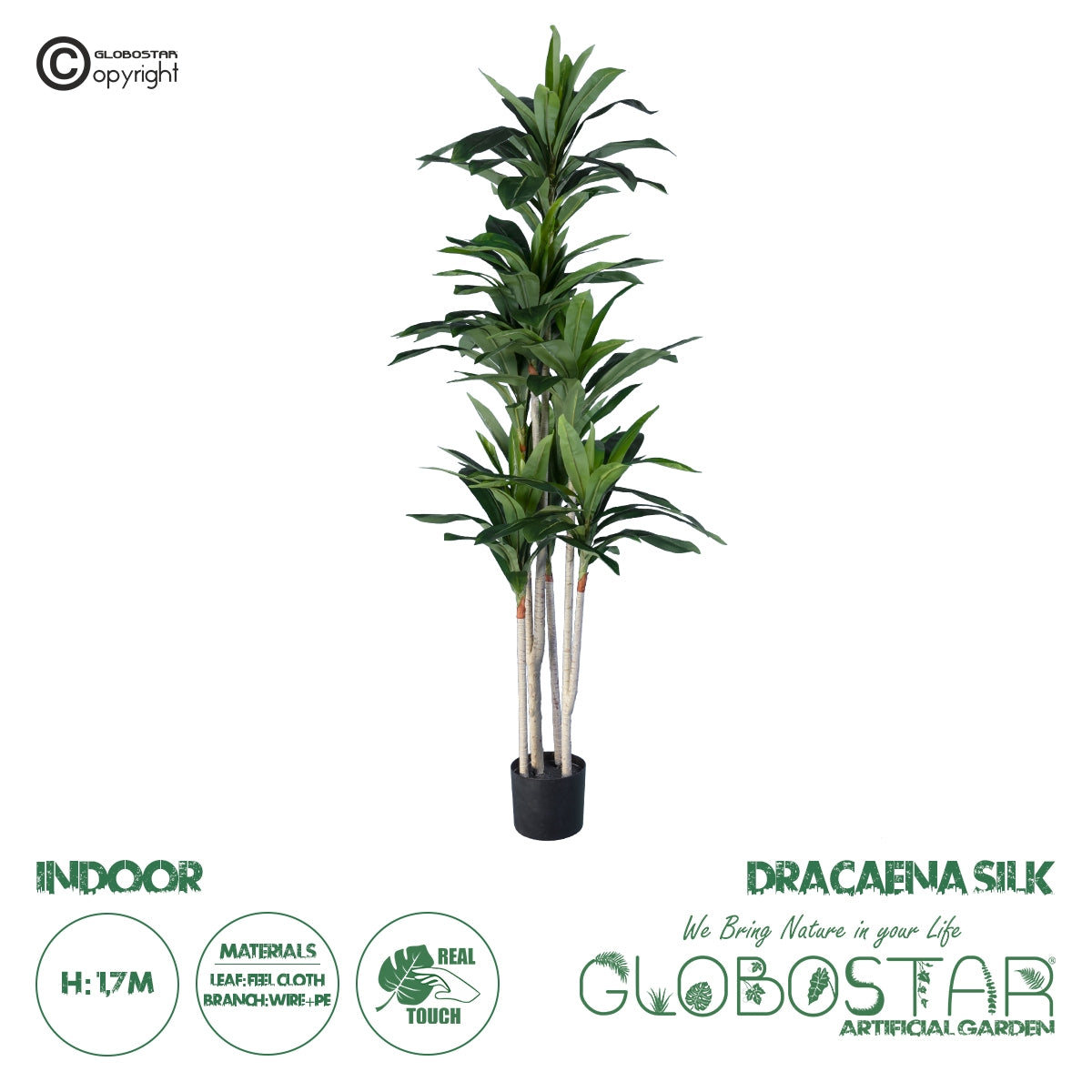 GloboStar® Artificial Garden DRACAENA SILK 20044 Τεχνητό Διακοσμητικό Φυτό Δράκαινα Υ170cm - ledmania.gr