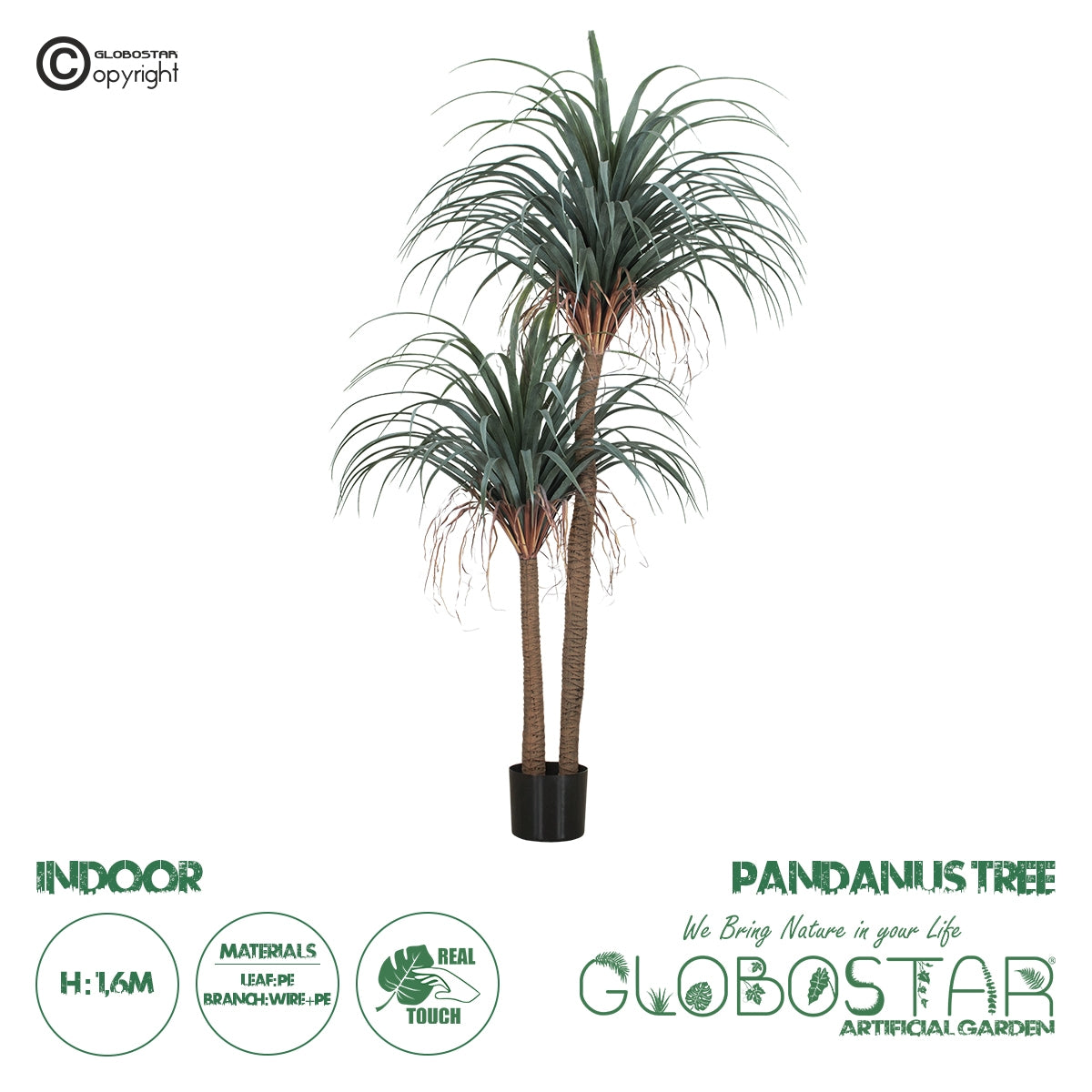 GloboStar® Artificial Garden PANDANUS TREE 20049 Τεχνητό Διακοσμητικό Φυτό Πάνδανος Υ160cm - ledmania.gr