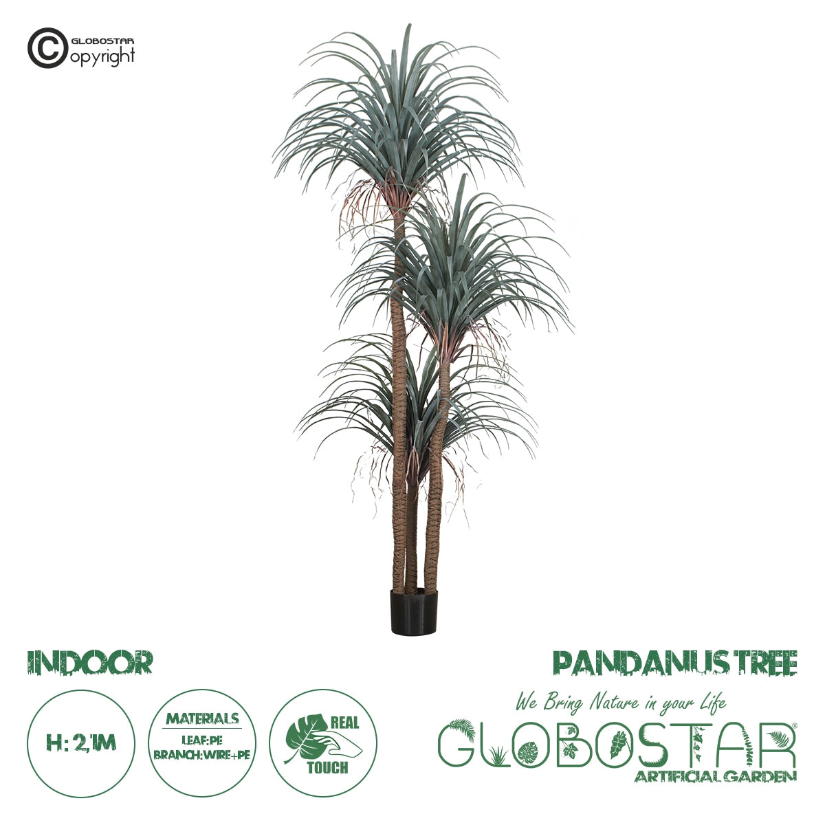GloboStar® Artificial Garden PANDANUS TREE 20050 Τεχνητό Διακοσμητικό Φυτό Πάνδανος Υ210cm - ledmania.gr