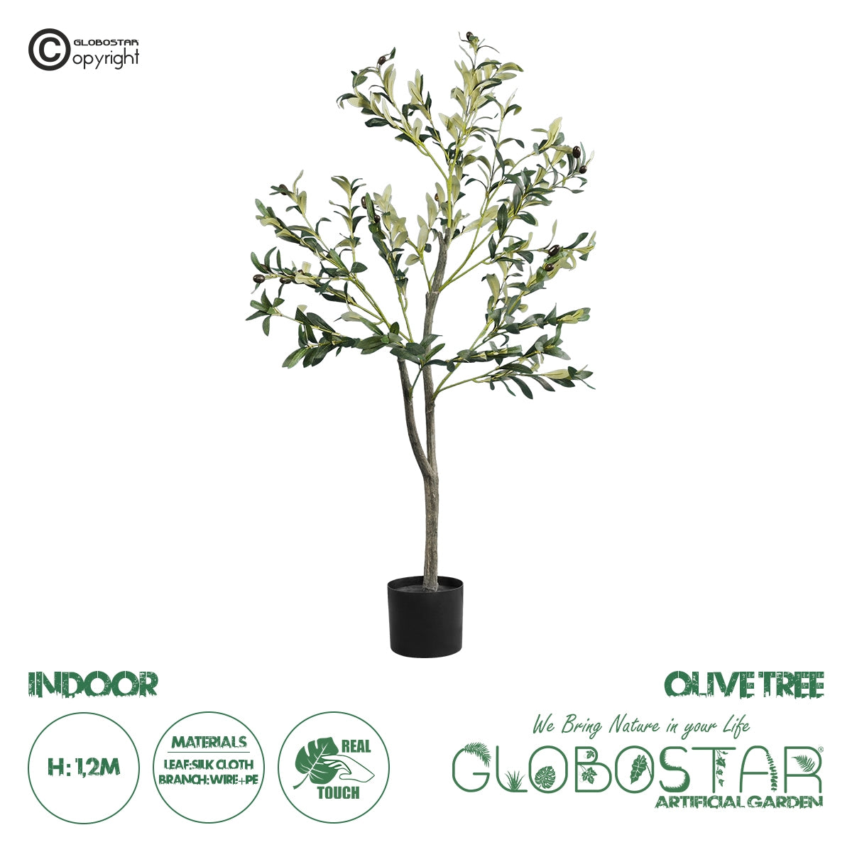 GloboStar® Artificial Garden OLIVE TREE 20053 Τεχνητό Διακοσμητικό Φυτό Ελιά Υ120cm - ledmania.gr