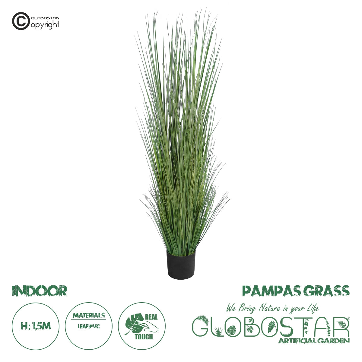 GloboStar® Artificial Garden PAMPAS GRASS 20071 Τεχνητό Διακοσμητικό Φυτό Γρασίδι της Πάμπας Υ150cm - ledmania.gr