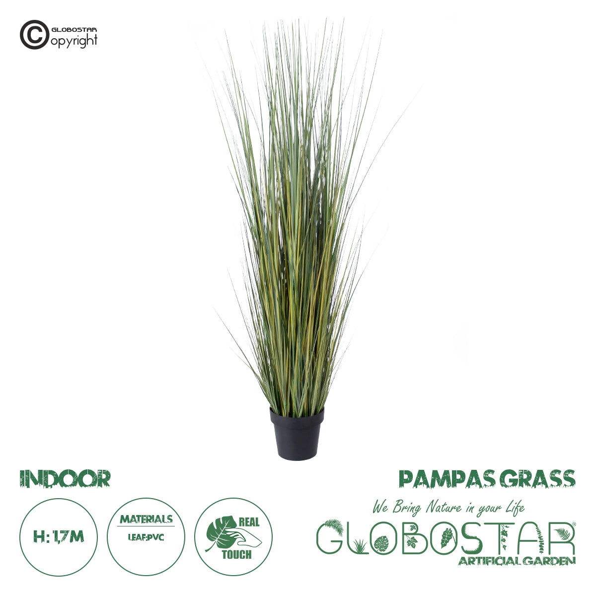 GloboStar® Artificial Garden PAMPAS GRASS 20072 Τεχνητό Διακοσμητικό Φυτό Γρασίδι της Πάμπας Υ170cm - ledmania.gr