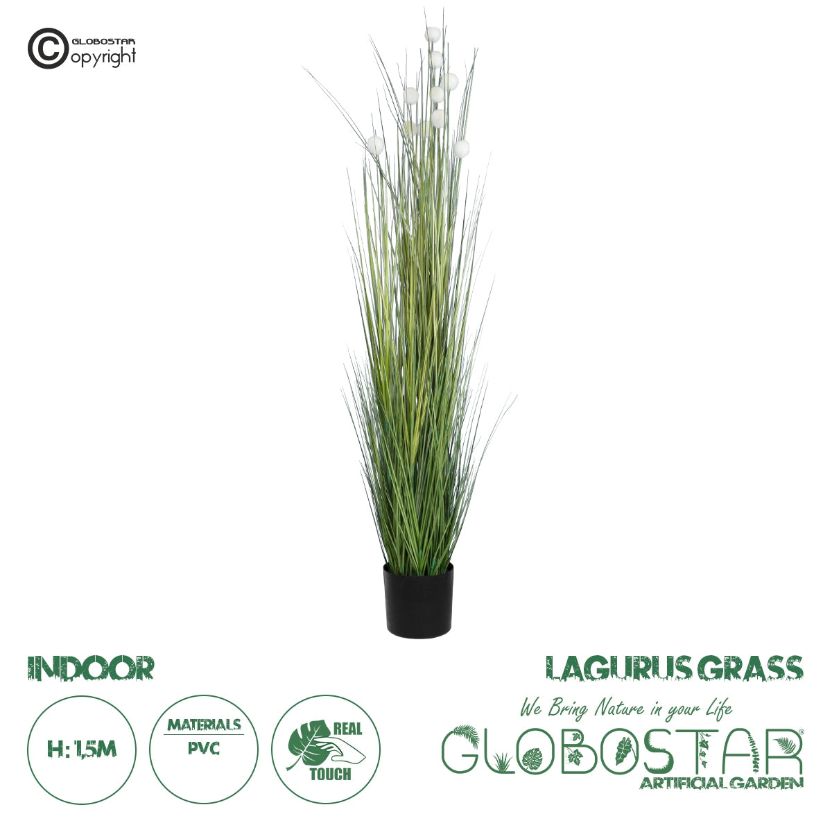 GloboStar® Artificial Garden LAGURUS GRASS 20111 Τεχνητό Διακοσμητικό Φυτό Λαγοουρά Υ150cm - ledmania.gr