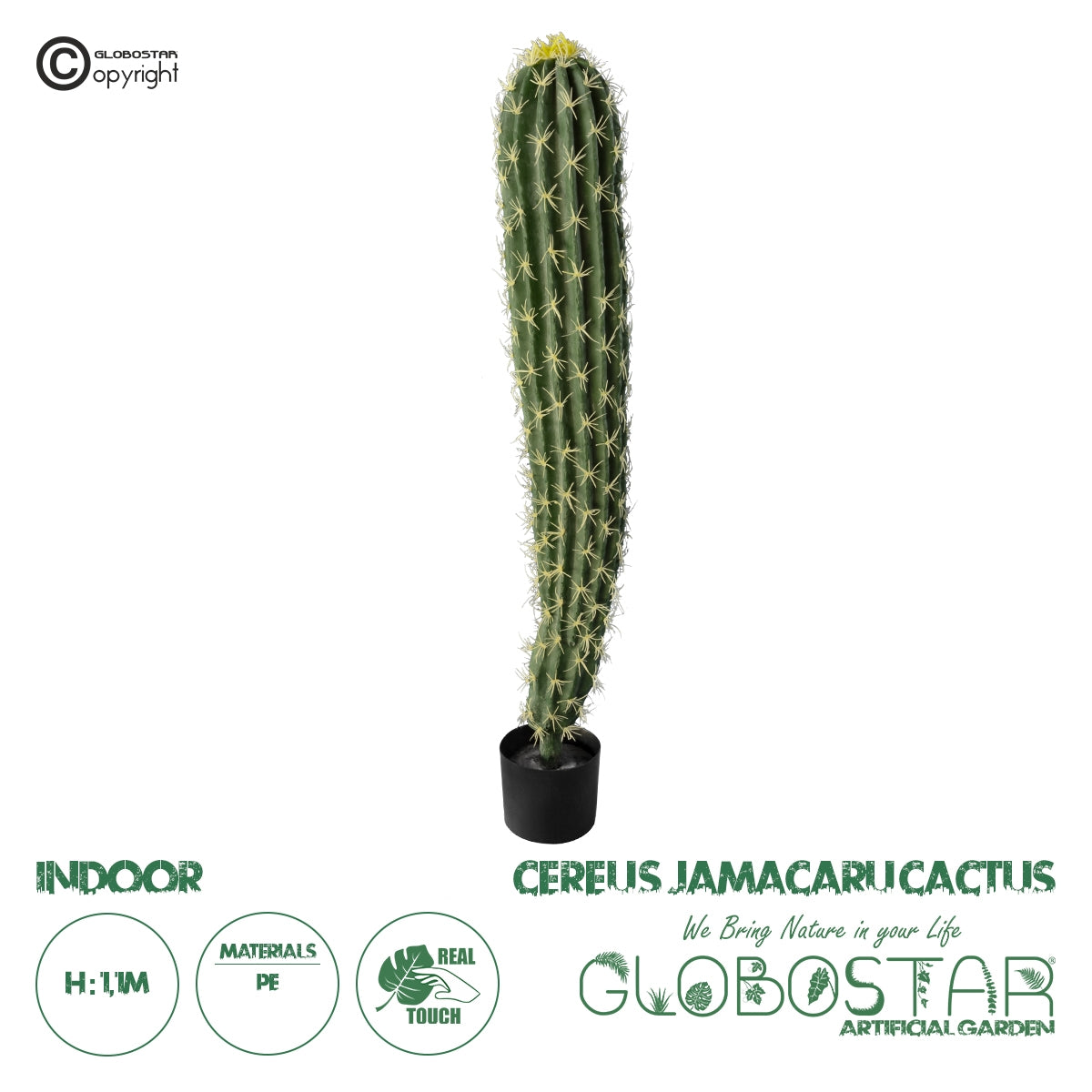 GloboStar® Artificial Garden CEREUS JAMACARU CACTUS 20120 Τεχνητό Διακοσμητικό Φυτό Κάκτος Κηρίος Υ110cm - ledmania.gr