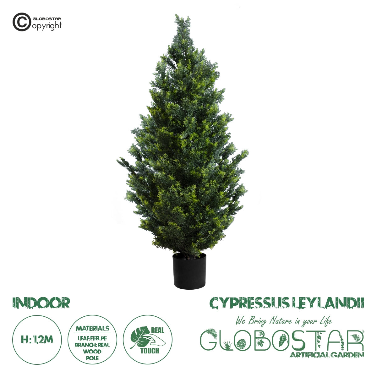GloboStar® Artificial Garden CYPRESSUS LEYLANDII 20154 Τεχνητό Διακοσμητικό Φυτό Κυπαρίσσι Λέιλαντ Υ120cm - ledmania.gr
