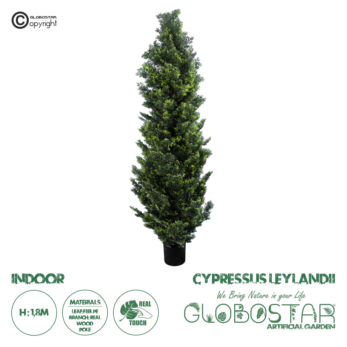 GloboStar® Artificial Garden CYPRESSUS LEYLANDII 20156 Τεχνητό Διακοσμητικό Φυτό Κυπαρίσσι Λέιλαντ Υ180cm - ledmania.gr