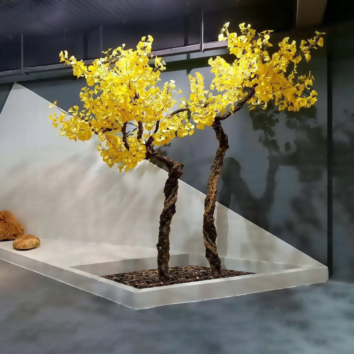 GloboStar® Artificial Garden GINKGO TWINS TREE 20187 Τεχνητό Διακοσμητικό Δέντρο Δίδυμα Γκίγκο Υ320cm - ledmania.gr