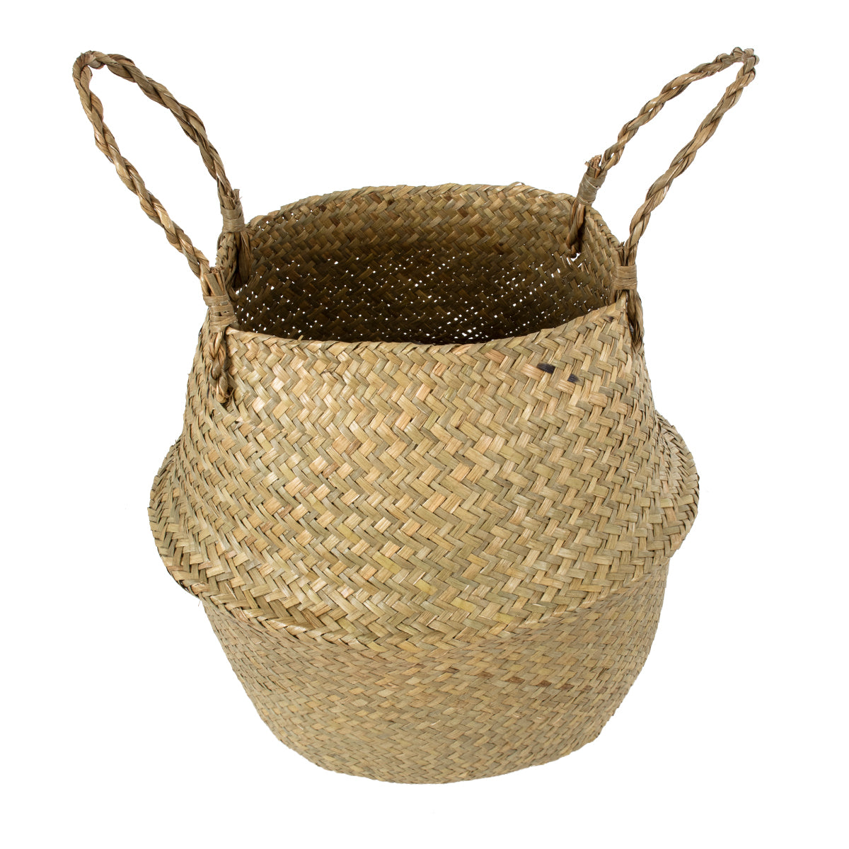 GloboStar® Artificial Garden IBIZA 20197 Διακοσμητικό Ψάθινο Καλάθι - Κασπώ Γλάστρα - Flower Pot  Μπεζ Π33cm x Υ40cm - ledmania.gr
