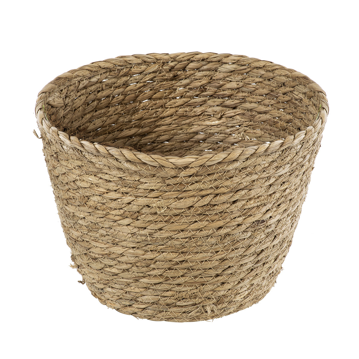 GloboStar® Artificial Garden SIFNOS 20267 Διακοσμητικό Πλεκτό Καλάθι - Κασπώ Γλάστρα - Flower Pot Μπεζ Φ22cm x Υ15cm - ledmania.gr