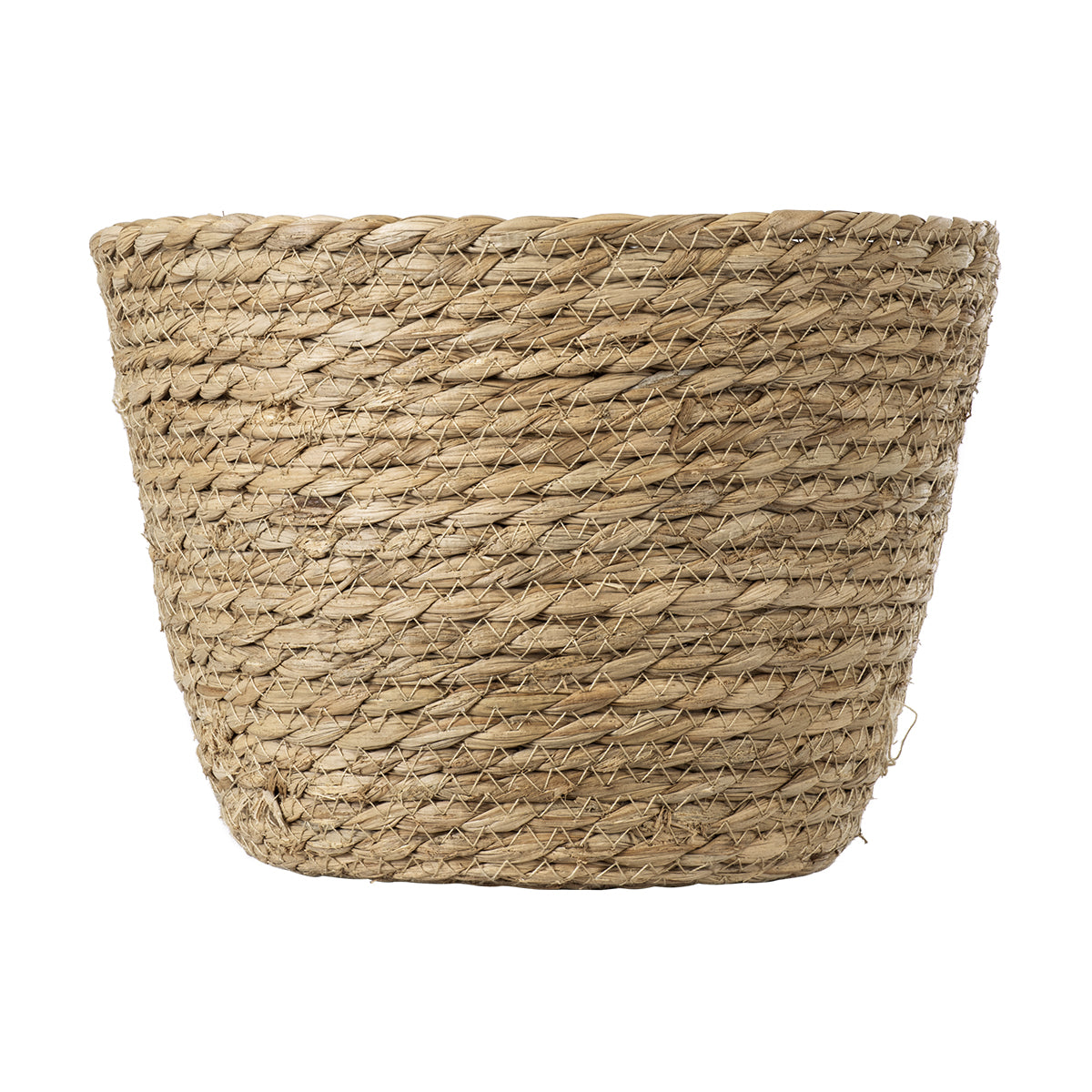 GloboStar® Artificial Garden SIFNOS 20267 Διακοσμητικό Πλεκτό Καλάθι - Κασπώ Γλάστρα - Flower Pot Μπεζ Φ22cm x Υ15cm - ledmania.gr