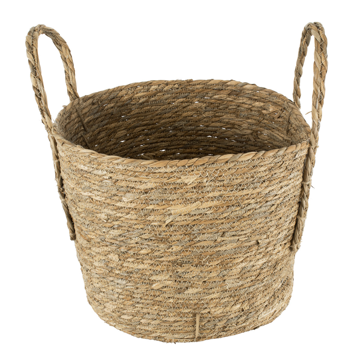 GloboStar® Artificial Garden TINOS 20292 Διακοσμητικό Πλεκτό Καλάθι - Κασπώ Γλάστρα - Flower Pot Μπεζ Φ35cm x Υ30cm - ledmania.gr