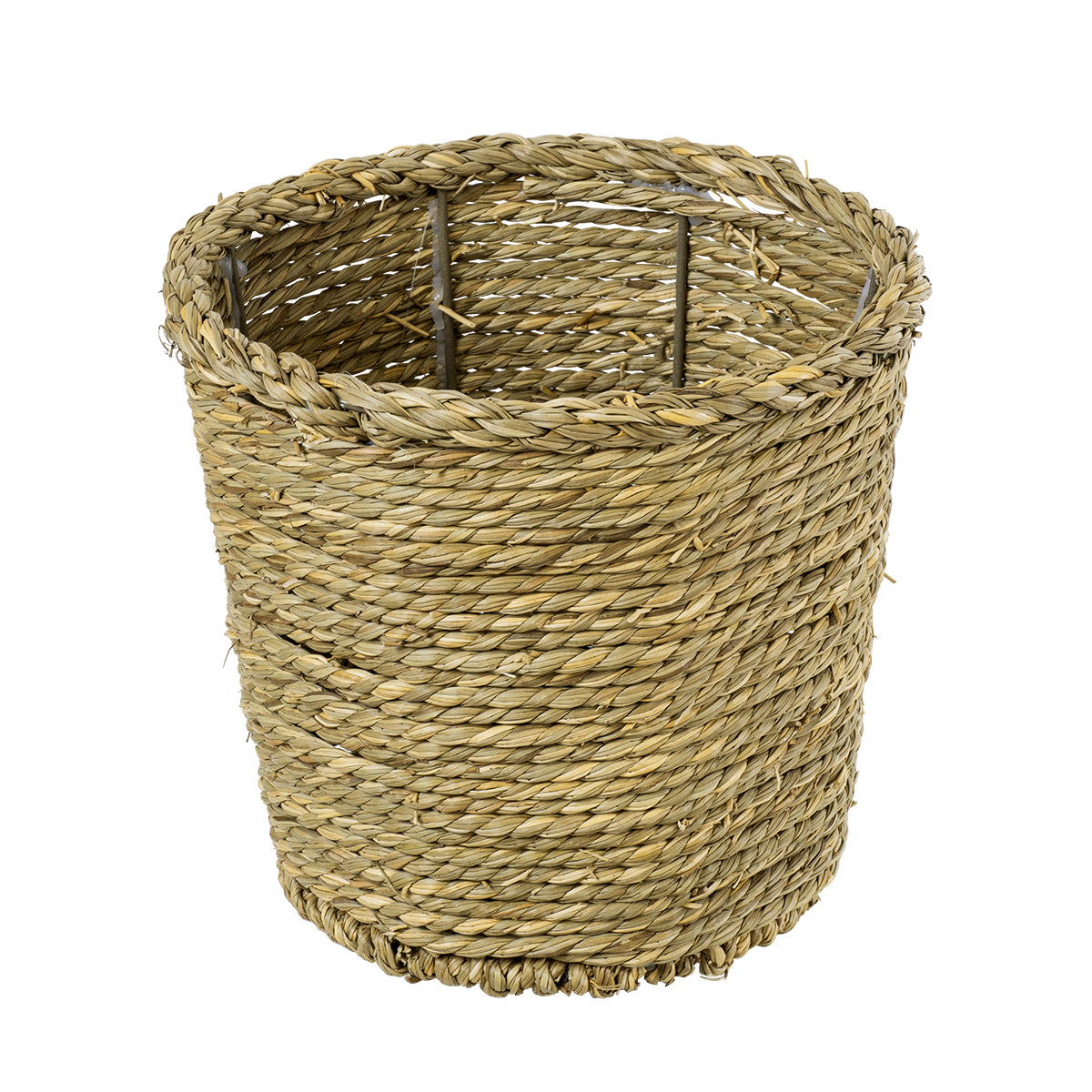 GloboStar® Artificial Garden THASSOS 20293 Διακοσμητικό Πλεκτό Καλάθι - Κασπώ Γλάστρα - Flower Pot Μπεζ με Καφέ Φ20cm x Υ22cm - ledmania.gr