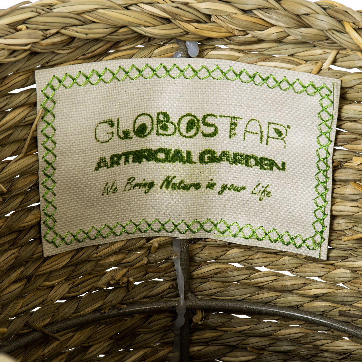 GloboStar® Artificial Garden THASSOS 20293 Διακοσμητικό Πλεκτό Καλάθι - Κασπώ Γλάστρα - Flower Pot Μπεζ με Καφέ Φ20cm x Υ22cm - ledmania.gr