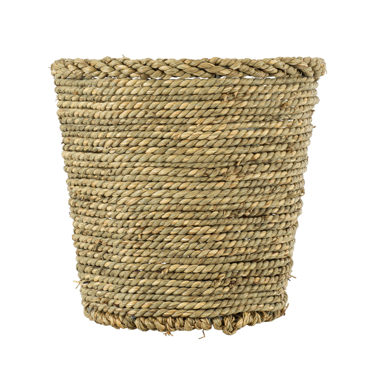 GloboStar® Artificial Garden THASSOS 20294 Διακοσμητικό Πλεκτό Καλάθι - Κασπώ Γλάστρα - Flower Pot Μπεζ με Καφέ Φ26cm x Υ24cm - ledmania.gr
