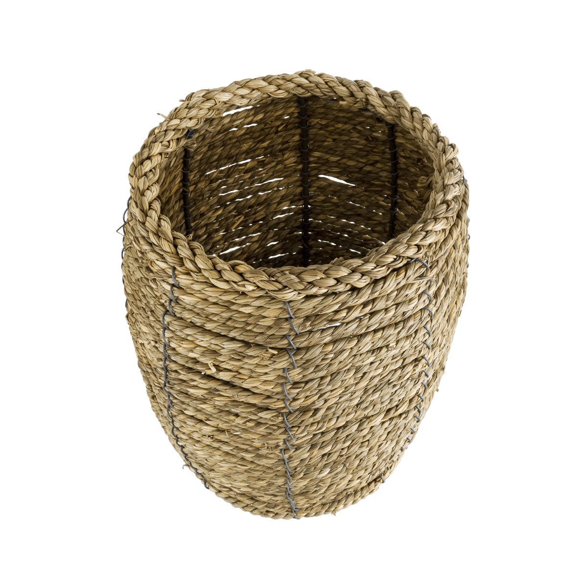 GloboStar® Artificial Garden THASOS 20295 Διακοσμητικό Πλεκτό Καλάθι - Κασπώ Γλάστρα - Flower Pot Μπεζ Φ18 x Υ24cm - ledmania.gr