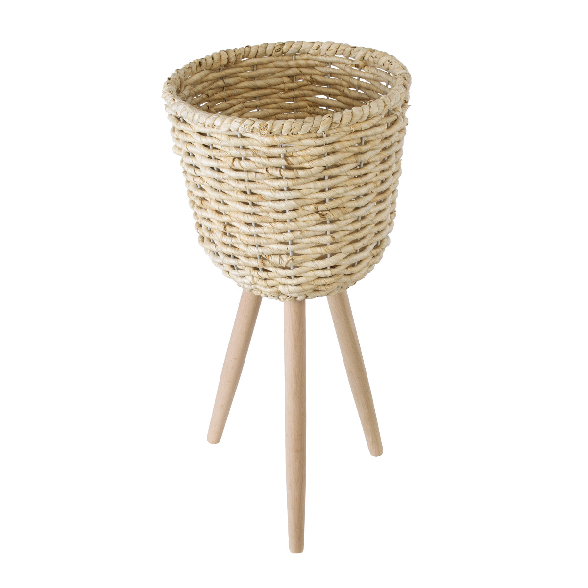 GloboStar® Artificial Garden LIMNOS 20300 Διακοσμητικό Πλεκτό Καλάθι - Κασπώ Γλάστρα - Flower Pot Μπεζ Φ37cm x Υ56cm - ledmania.gr