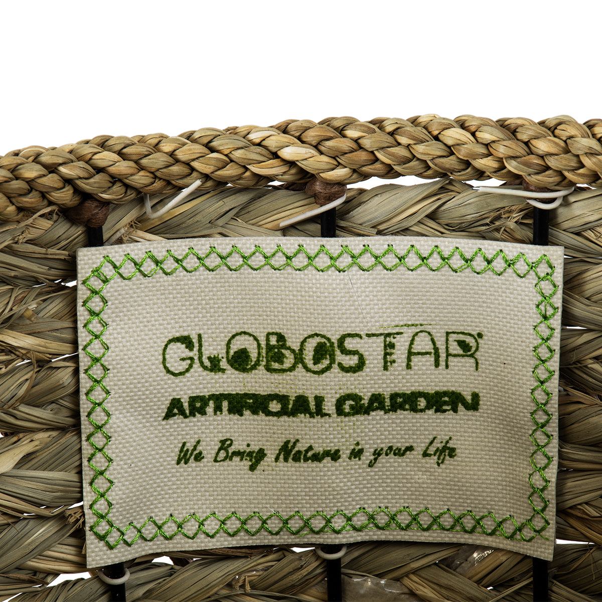 GloboStar® Artificial Garden SAMOS 20304 Διακοσμητικό Πλεκτό Καλάθι - Κασπώ Γλάστρα - Flower Pot Μπεζ με Καφέ Φ27cm x Υ45cm - ledmania.gr