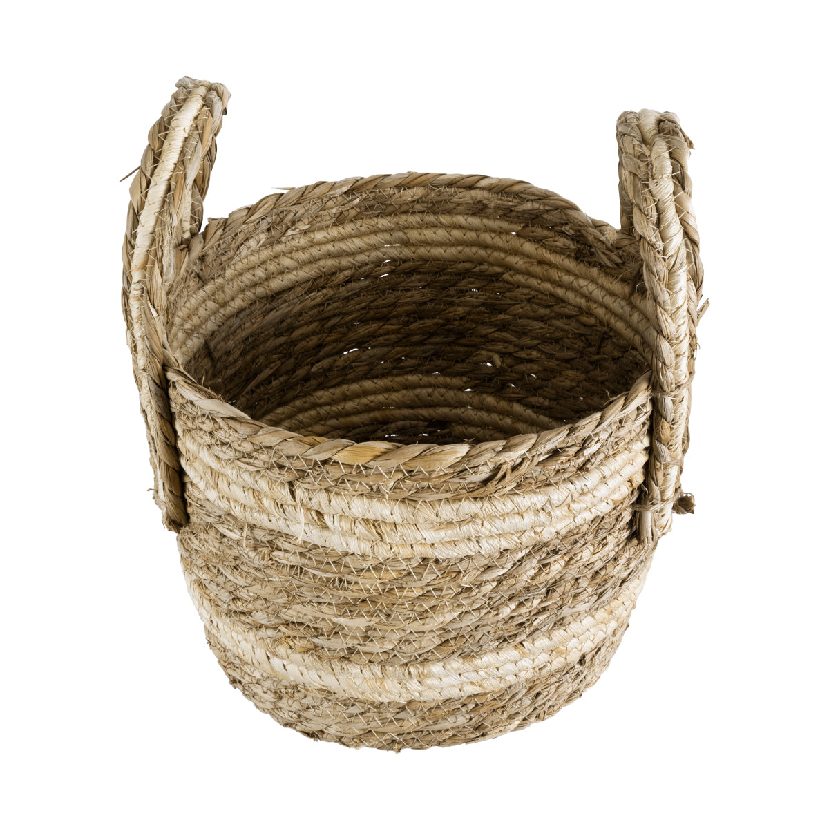 GloboStar® Artificial Garden NAXOS 20332 Διακοσμητικό Πλεκτό Καλάθι - Κασπώ Γλάστρα - Flower Pot Μπεζ με Καφέ Φ25cm x Υ20cm - ledmania.gr