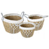 GloboStar® Artificial Garden SARDINIA 20335 ΣΕΤ 3 Διακοσμητικά Πλεκτά Καλάθια - Κασπώ Γλάστρες - Flower Pots Μπεζ με Μακραμέ A:Φ25cm x Υ20cm B:Φ30cm x Υ27cm C:Φ35cm x Υ30cm - ledmania.gr