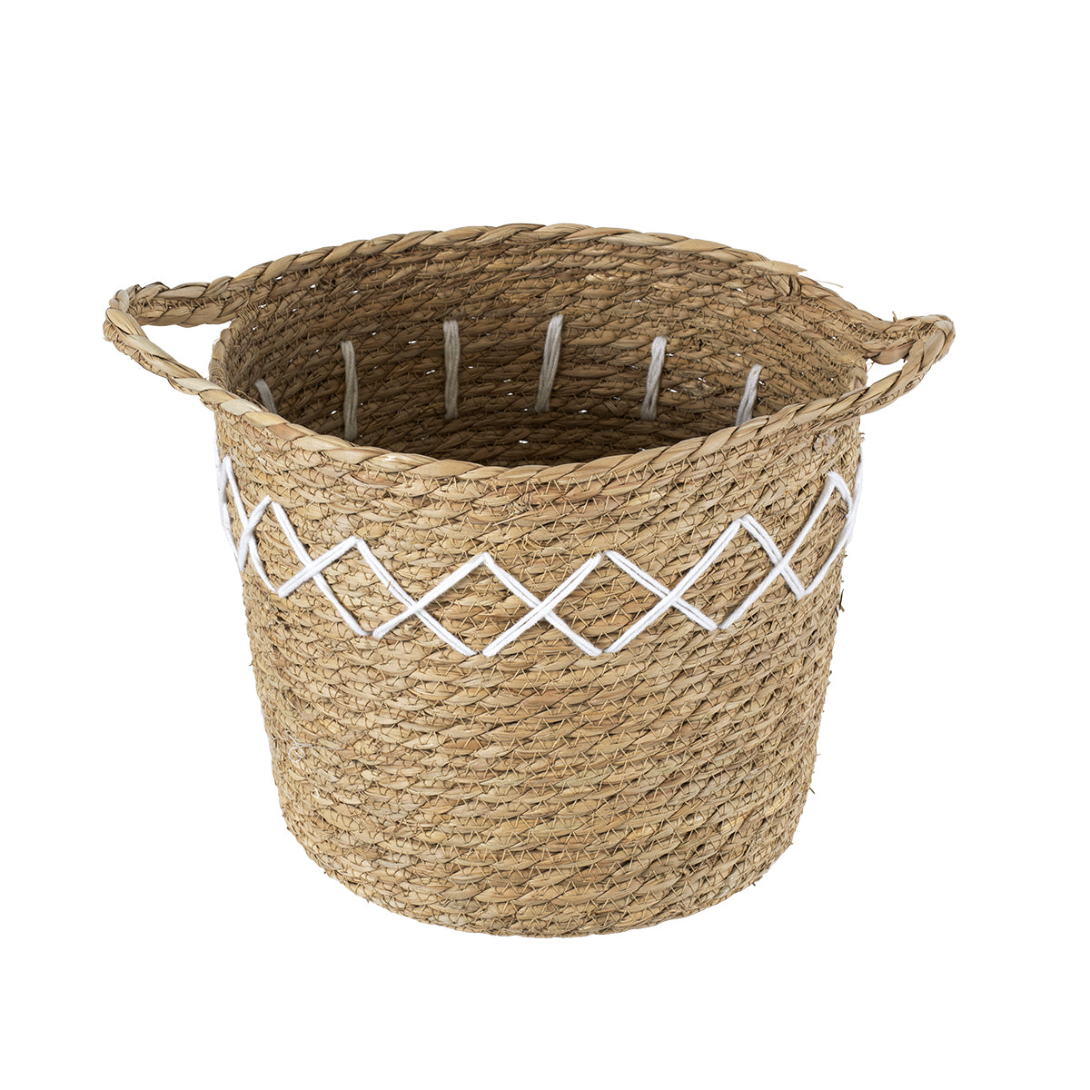 GloboStar® Artificial Garden ZAKYNTHOS 20336 ΣΕΤ 3 Διακοσμητικά Πλεκτά Καλάθια - Κασπώ Γλάστρες - Flower Pots Μπεζ με Μακραμέ A:Φ24cm x Υ20cm B:Φ28cm x Υ24cm C:Φ32cm x Υ28cm - ledmania.gr