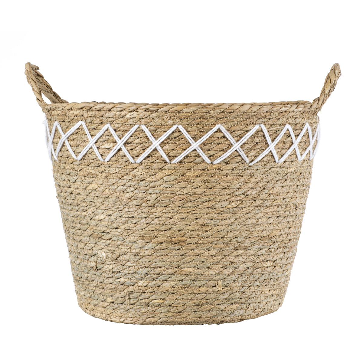 GloboStar® Artificial Garden ZAKYNTHOS 20336 ΣΕΤ 3 Διακοσμητικά Πλεκτά Καλάθια - Κασπώ Γλάστρες - Flower Pots Μπεζ με Μακραμέ A:Φ24cm x Υ20cm B:Φ28cm x Υ24cm C:Φ32cm x Υ28cm - ledmania.gr