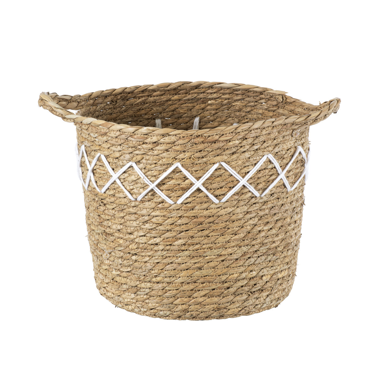 GloboStar® Artificial Garden ZAKYNTHOS 20336 ΣΕΤ 3 Διακοσμητικά Πλεκτά Καλάθια - Κασπώ Γλάστρες - Flower Pots Μπεζ με Μακραμέ A:Φ24cm x Υ20cm B:Φ28cm x Υ24cm C:Φ32cm x Υ28cm - ledmania.gr