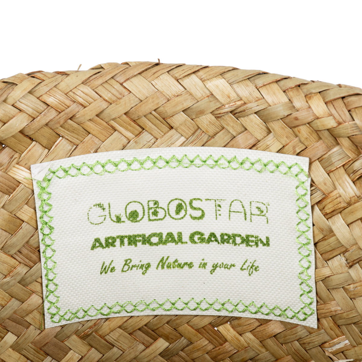 GloboStar® Artificial Garden CECILIA 20342 Διακοσμητικό Ψάθινο Καλάθι - Κασπώ Γλάστρα - Flower Pot Μπεζ Φ24cm x Υ24cm - ledmania.gr