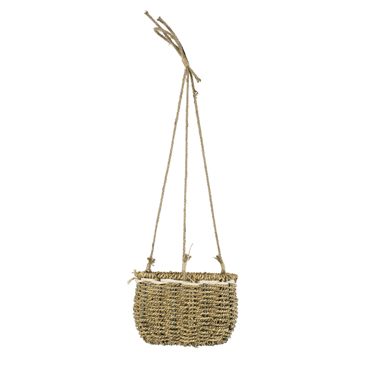 GloboStar® Artificial Garden POROS 20489 Κρεμαστό Πλεκτό Καλάθι - Κασπώ Γλάστρα - Flower Pot Μπεζ Φ20cm x Υ50cm - ledmania.gr