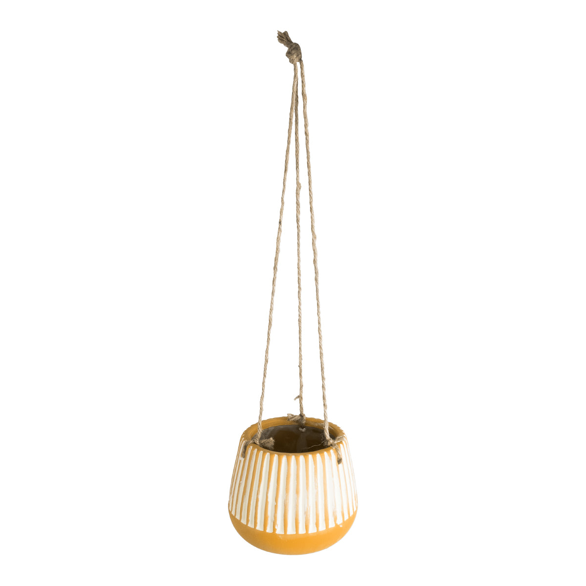 GloboStar® Artificial Garden BUBASTIS 20528 Κρεμαστό Διακοσμητικό Κεραμικό Κασπώ Γλάστρα - Flower Pot Πορτοκαλί με Λευκό Φ13 x Υ10.5cm - ledmania.gr