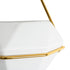GloboStar® Artificial Garden LOUVRE 20533 Διακοσμητικό Κεραμικό Κασπώ Γλάστρα - Flower Pot Λευκό με Χρυσό Μ15 x Π8 x Υ24cm - ledmania.gr