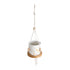 GloboStar® Artificial Garden USBOA 20545 Κρεμαστό Διακοσμητικό Κεραμικό Κασπώ Γλάστρα - Flower Pot Λευκό με Χρυσές Λεπτομέρειες και Μπεζ Ξύλινη Βάση Φ10 x Υ40cm - ledmania.gr
