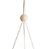 GloboStar® Artificial Garden USBOA 20545 Κρεμαστό Διακοσμητικό Κεραμικό Κασπώ Γλάστρα - Flower Pot Λευκό με Χρυσές Λεπτομέρειες και Μπεζ Ξύλινη Βάση Φ10 x Υ40cm - ledmania.gr