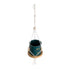 GloboStar® Artificial Garden TALLINN 20546 Κρεμαστό Διακοσμητικό Κεραμικό Κασπώ Γλάστρα - Flower Pot Πράσινο με Χρυσές Λεπτομέρειες και Μπεζ Ξύλινη Βάση Φ10 x Υ40cm - ledmania.gr