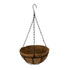 GloboStar® Artificial Garden SALAMINA 20560 Κρεμαστό Διακοσμητικό Κασπώ Γλάστρα - Flower Pot από Φλοιό Καρύδας Καφέ με Μαύρη Μεταλλική Βάση Φ25 x Υ14cm - ledmania.gr