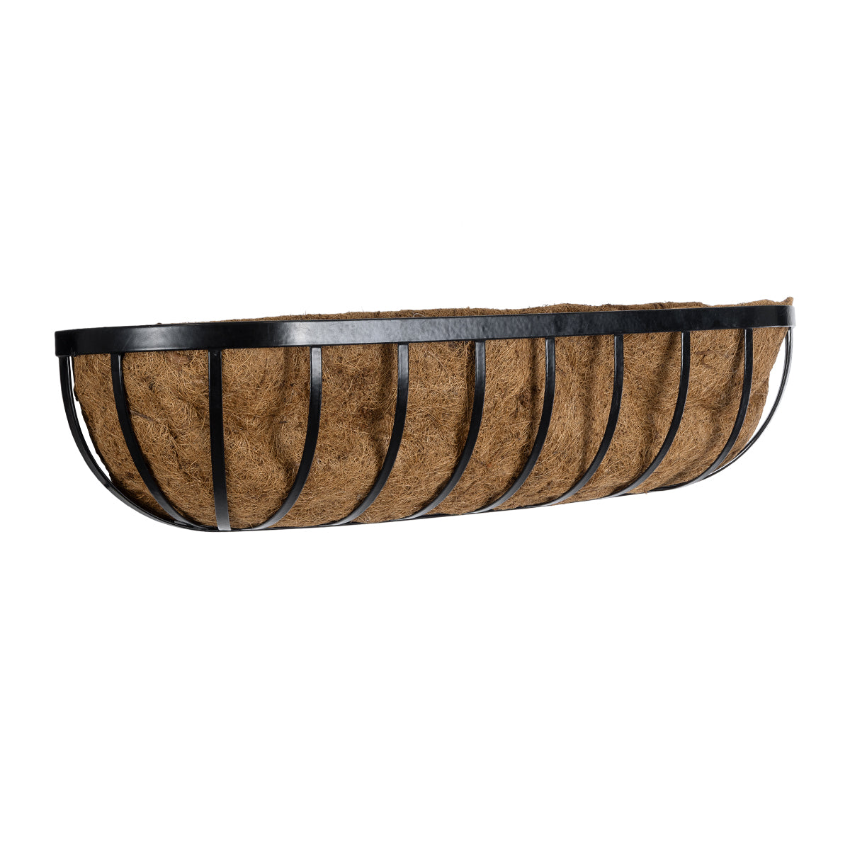 GloboStar® Artificial Garden SALAMINA 20561 Κρεμαστό Διακοσμητικό Κασπώ Γλάστρα - Flower Pot από Φλοιό Καρύδας Καφέ με Μαύρη Μεταλλική Βάση Μ76 x Π19 x Υ18cm - ledmania.gr