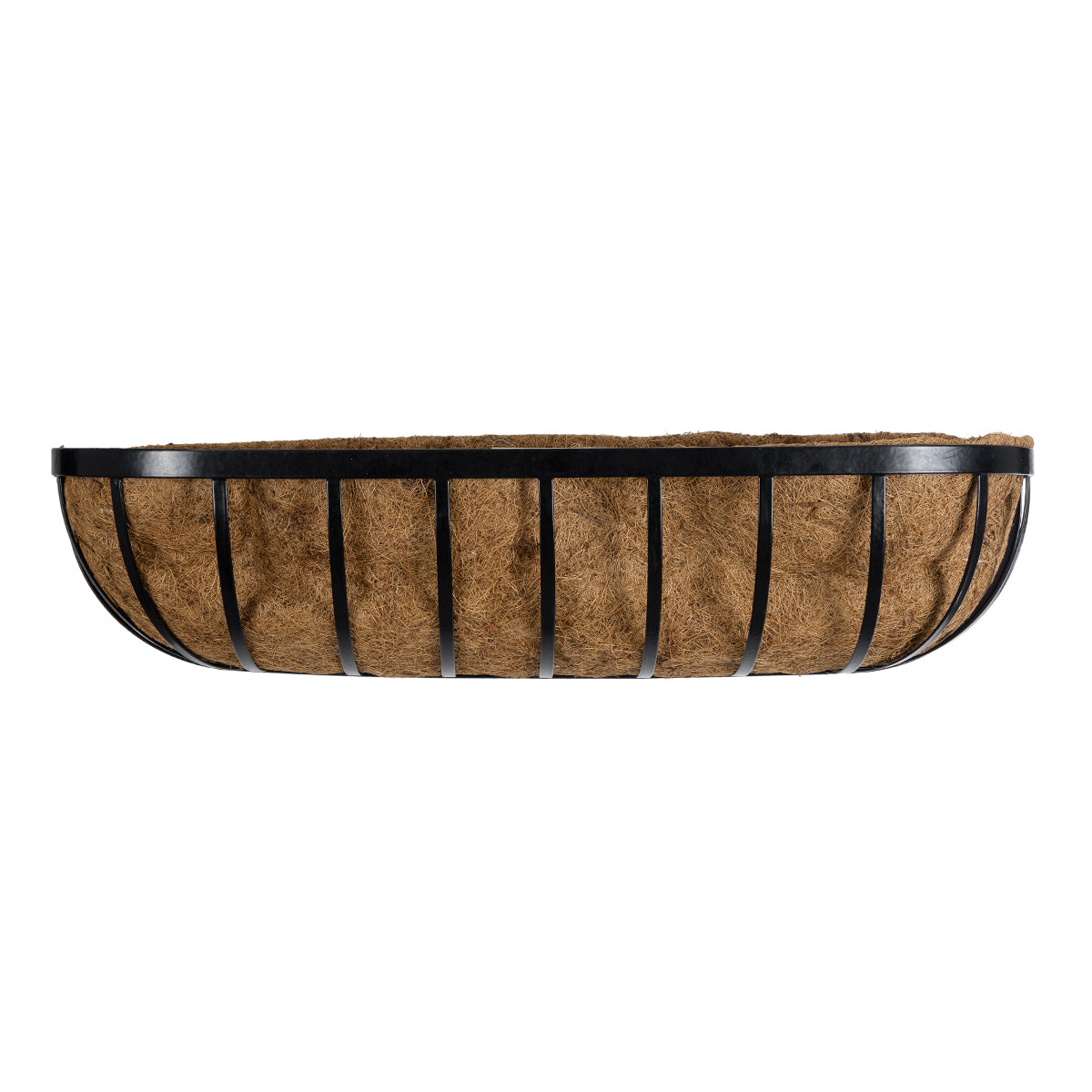 GloboStar® Artificial Garden SALAMINA 20561 Κρεμαστό Διακοσμητικό Κασπώ Γλάστρα - Flower Pot από Φλοιό Καρύδας Καφέ με Μαύρη Μεταλλική Βάση Μ76 x Π19 x Υ18cm - ledmania.gr