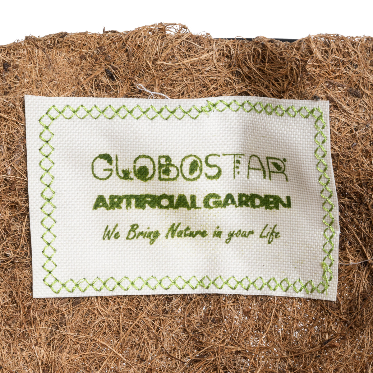 GloboStar® Artificial Garden KARYSTOS 20564 Κρεμαστό Διακοσμητικό Κασπώ Γλάστρα - Flower Pot από Φλοιό Καρύδας Καφέ με Μαύρη Μεταλλική Βάση Φ35 x Υ18cm - ledmania.gr