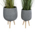 GloboStar® Artificial Garden LOUISIANA 20567 ΣΕΤ 2 Διακοσμητικά Πολυεστερικά Τσιμεντένιά Κασπώ Γλάστρες - Flower Pots Γκρι A:Φ36 x Υ54cm B:Φ32 x Υ49cm - ledmania.gr