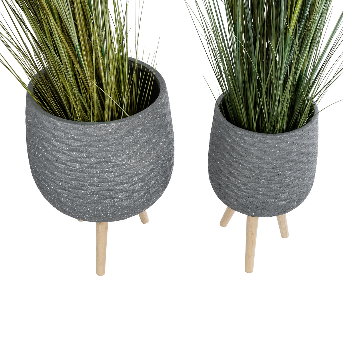 GloboStar® Artificial Garden LOUISIANA 20567 ΣΕΤ 2 Διακοσμητικά Πολυεστερικά Τσιμεντένιά Κασπώ Γλάστρες - Flower Pots Γκρι A:Φ36 x Υ54cm B:Φ32 x Υ49cm - ledmania.gr