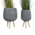GloboStar® Artificial Garden LOUISIANA 20567 ΣΕΤ 2 Διακοσμητικά Πολυεστερικά Τσιμεντένιά Κασπώ Γλάστρες - Flower Pots Γκρι A:Φ36 x Υ54cm B:Φ32 x Υ49cm - ledmania.gr