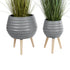 GloboStar® Artificial Garden MARYLAND 20568 ΣΕΤ 2 Διακοσμητικά Πολυεστερικά Τσιμεντένιά Κασπώ Γλάστρες - Flower Pots Γκρι A:Φ39 x Υ45cm B:Φ29 x Υ40cm - ledmania.gr