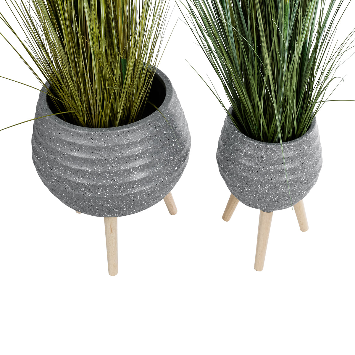 GloboStar® Artificial Garden MARYLAND 20568 ΣΕΤ 2 Διακοσμητικά Πολυεστερικά Τσιμεντένιά Κασπώ Γλάστρες - Flower Pots Γκρι A:Φ39 x Υ45cm B:Φ29 x Υ40cm - ledmania.gr