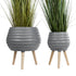 GloboStar® Artificial Garden MARYLAND 20568 ΣΕΤ 2 Διακοσμητικά Πολυεστερικά Τσιμεντένιά Κασπώ Γλάστρες - Flower Pots Γκρι A:Φ39 x Υ45cm B:Φ29 x Υ40cm - ledmania.gr