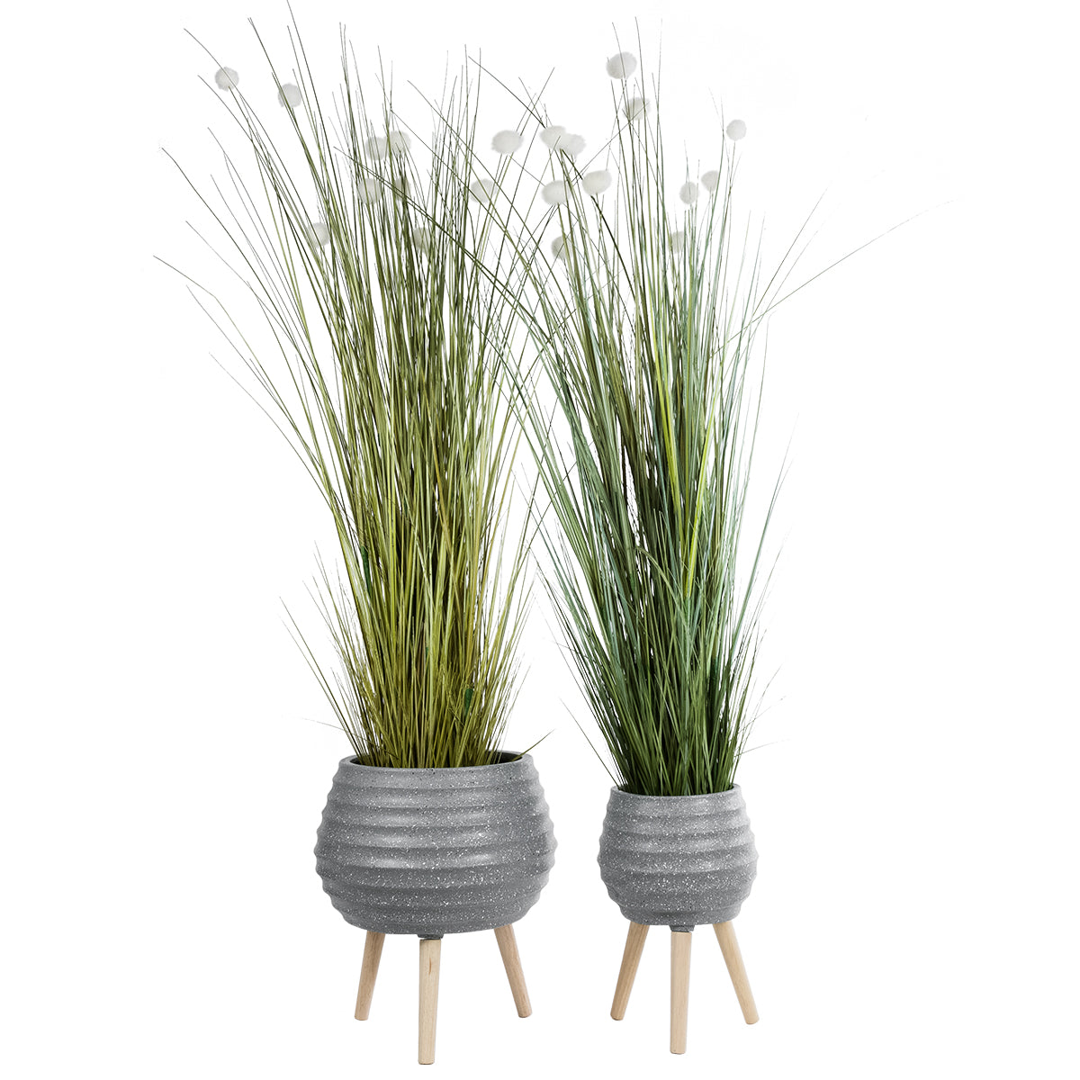 GloboStar® Artificial Garden MARYLAND 20568 ΣΕΤ 2 Διακοσμητικά Πολυεστερικά Τσιμεντένιά Κασπώ Γλάστρες - Flower Pots Γκρι A:Φ39 x Υ45cm B:Φ29 x Υ40cm - ledmania.gr