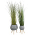 GloboStar® Artificial Garden MARYLAND 20568 ΣΕΤ 2 Διακοσμητικά Πολυεστερικά Τσιμεντένιά Κασπώ Γλάστρες - Flower Pots Γκρι A:Φ39 x Υ45cm B:Φ29 x Υ40cm - ledmania.gr