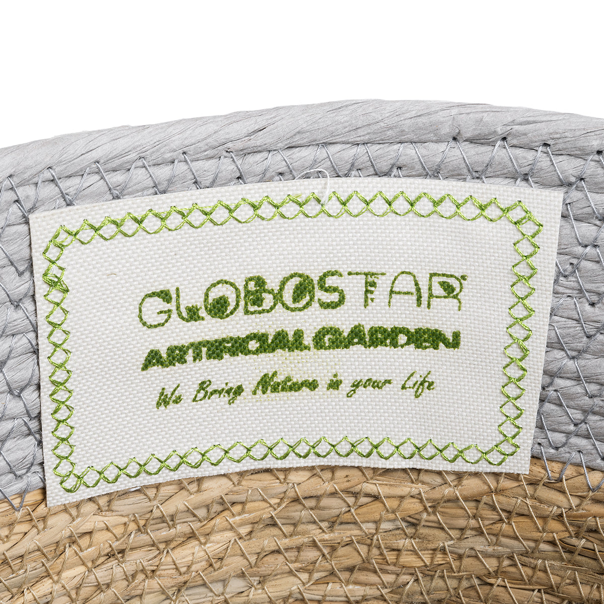 GloboStar® Artificial Garden SYROS 20571 Διακοσμητικό Πλεκτό Κασπώ Γλάστρα - Flower Pot Μπεζ με Γκρι Φ26 x Υ28cm - ledmania.gr